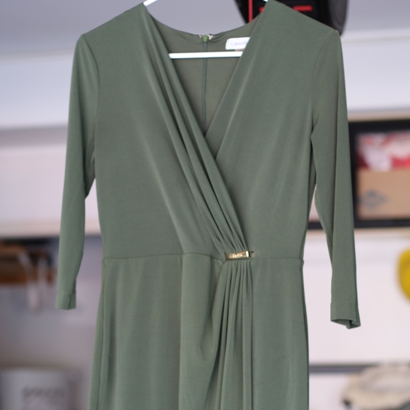 calvin klein dark green dress